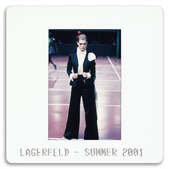 (FASHION--KARL LAGERFELD) A binder of approximately 200 slides from Karl Lagerfelds 1997-98 and 2001 seasons.